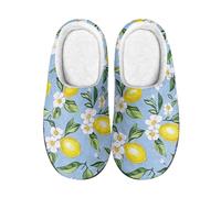 wxlmom Slippers Men Yellow Lemon Mens Slippers Woman Comfortable Warm,Anti Slip Rubber Sole,Lightweight,Indoor Outdoor Home Slipper.Suitable For Cold Weather In Spring, Autumn, And Winter