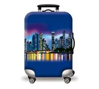 wxlmom Suitcase Covers Protectors L Blue Building 3D Print Design Scratch and Dust Protection,Water Resistant Elastic Luggage Covers with Zipper for Suitcases Large,Quick Fix and Remove