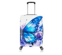 wxlmom Suitcase Covers Protectors L Blue Butterfly 3D Print Design Scratch and Dust Protection,Water Resistant Elastic Luggage Covers with Zipper for Suitcases Large,Quick Fix and Remove