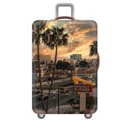 wxlmom Suitcase Covers Protectors L City Coconut Tree 3D Print Design Scratch and Dust Protection,Water Resistant Elastic Luggage Covers with Zipper for Suitcases Large,Quick Fix and Remove