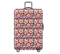 wxlmom Suitcase Covers Protectors L Pink Yellow Flowers 3D Print Design Scratch and Dust Protection,Water Resistant Elastic Luggage Covers with Zipper for Suitcases Large,Quick Fix and Remove