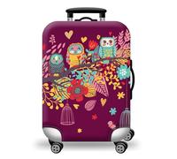 wxlmom Suitcase Covers Protectors L Purple Owl 3D Print Design Scratch and Dust Protection,Water Resistant Elastic Luggage Covers with Zipper for Suitcases Large,Quick Fix and Remove