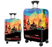 wxlmom Suitcase Covers Protectors M Black Buildings 3D Print Design Scratch and Dust Protection,Water Resistant Elastic Luggage Covers with Zipper for Suitcases Large,Quick Fix and Remove