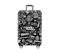 wxlmom Suitcase Covers Protectors M Black Graffiti 3D Print Design Scratch and Dust Protection,Water Resistant Elastic Luggage Covers with Zipper for Suitcases,Quick Fix and Remove