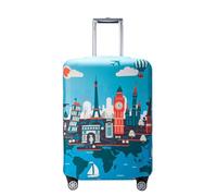 wxlmom Suitcase Covers Protectors M Blue Building 3D Print Design Scratch and Dust Protection,Water Resistant Elastic Luggage Covers with Zipper for Suitcases,Quick Fix and Remove