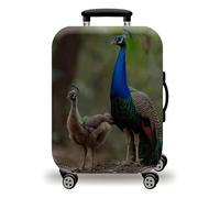 wxlmom Suitcase Covers Protectors M Grey Peacock 3D Print Design Scratch and Dust Protection,Water Resistant Elastic Luggage Covers with Zipper for Suitcases Large,Quick Fix and Remove