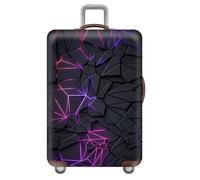 wxlmom Suitcase Covers Protectors M Grey Purple Geometry 3D Print Design Scratch and Dust Protection,Water Resistant Elastic Luggage Covers with Zipper for Suitcases Large,Quick Fix and Remove