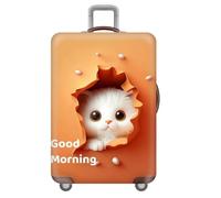 wxlmom Suitcase Covers Protectors M Orange White Cat 3D Print Design Scratch and Dust Protection,Water Resistant Elastic Luggage Covers with Zipper for Suitcases Large,Quick Fix and Remove