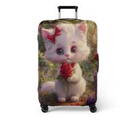 wxlmom Suitcase Covers Protectors M White Cat Suitcase Cover Luggage Covers for Suitcases Washable High Elastic Spandex Reusable Suitcases Protective Cover, Anti-Scratch Travel Essentials