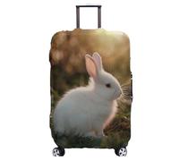 wxlmom Suitcase Covers Protectors M White Rabbit 3D Print Design Scratch and Dust Protection,Water Resistant Elastic Luggage Covers with Zipper for Suitcases Large,Quick Fix and Remove