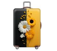 wxlmom Suitcase Covers Protectors M Yellow Black Flower 3D Print Design Scratch and Dust Protection,Water Resistant Elastic Luggage Covers with Zipper for Suitcases Large,Quick Fix and Remove