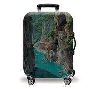 wxlmom Suitcase Covers Protectors M Yellow Buildings 3D Print Design Scratch and Dust Protection,Water Resistant Elastic Luggage Covers with Zipper for Suitcases Large,Quick Fix and Remove
