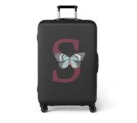 wxlmom Suitcase Covers Protectors S Black Letter Butterfly 3D Print Design Scratch and Dust Protection,Water Resistant Elastic Luggage Covers with Zipper for Suitcases Large,Quick Fix and Remove