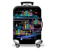 wxlmom Suitcase Covers Protectors XL Black City 3D Print Design Scratch and Dust Protection,Water Resistant Elastic Luggage Covers with Zipper for Suitcases Large,Quick Fix and Remove