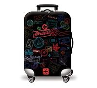 wxlmom Suitcase Covers Protectors XL Black Stamps 3D Print Design Scratch and Dust Protection,Water Resistant Elastic Luggage Covers with Zipper for Suitcases Large,Quick Fix and Remove