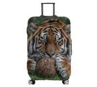 wxlmom Suitcase Covers Protectors XL Black Striped Tiger 3D Print Design Scratch and Dust Protection,Water Resistant Elastic Luggage Covers with Zipper for Suitcases Large,Quick Fix and Remove