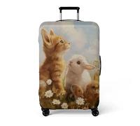 wxlmom Suitcase Covers Protectors XL Cats and Rabbits 3D Print Design Scratch and Dust Protection,Water Resistant Elastic Luggage Covers with Zipper for Suitcases Large,Quick Fix and Remove