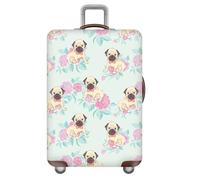 wxlmom Suitcase Covers Protectors XL Dogs and Flowers 3D Print Design Scratch and Dust Protection,Water Resistant Elastic Luggage Covers with Zipper for Suitcases Large,Quick Fix and Remove
