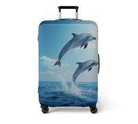 wxlmom Suitcase Covers Protectors XL Dolphin Show 3D Print Design Scratch and Dust Protection,Water Resistant Elastic Luggage Covers with Zipper for Suitcases Large,Quick Fix and Remove