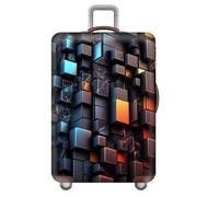 wxlmom Suitcase Covers Protectors XL Grey Yellow Geometry 3D Print Design Scratch and Dust Protection,Water Resistant Elastic Luggage Covers with Zipper for Suitcases Large,Quick Fix and Remove