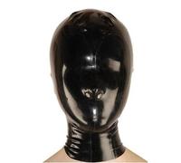 WXLPCGO Black Latex Hood BDSM Fetish Rubber Head Mask Latex Head Cover Back Zipper Open Nostrils Handmade for Unisex(Size:L-68CM)