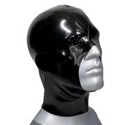 WXLPCGO Black Latex Hood Mask All Inclusive Latex Microporous Rubber with Back Zipper Handmade for Catsuit Pinholes(Size:XXL-73CM)