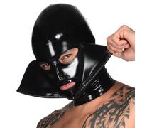 WXLPCGO Black Latex Hood Mask SM latex Hood Exposed Eyes Rubber Head Mask Party Decorate Mask for Cosplay Club(Size:L-68CM)