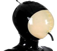 WXLPCGO Black Latex Hood Masks Inflatable Hood Sex Toy Role Play Supplies All Inclusive Rubber Head Mask for Cosplay(Size:XXL-73CM)