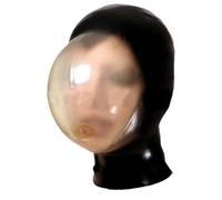 WXLPCGO Black Latex Hood Masks Transparent Breathing Bag Natural Rubber Hood with Back Zipper for Novelty Cosplay(Size:S-63CM)