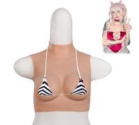 WXLPCGO High Collar Silicone Breastplate Realistic Fake Boobs False Breast for Crossdressers Drag Queen Transgender Mastectomy(Size:D Cup,Color:Color 1)