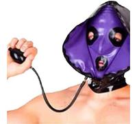 WXLPCGO Latex Hood Full Face Mask with Inflation Port Plug Handmade BDSM Unisex Fetish for Cosplay Couples Halloween