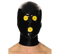 WXLPCGO Latex Hood Full Face Mask Yellow Eye Socket Rubber Head Mask Party Decorate Mask for Club Wear Unisex(Size:L-68CM)