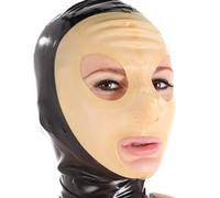 WXLPCGO Latex Hood Mask Black Riding Mask Rubber Head Mask Open Eyes Mouth for Theme Party Masquerade(Size:XL-70CM)
