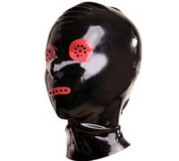 WXLPCGO Latex Hood Mask Full Face Mask with Back Zipper for Costumes Ball There are Ventilation Holes for Eyes Mouth(Size:XL-70CM)