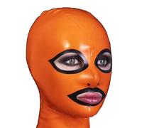 WXLPCGO Latex Hood Mask with Black Trim Open Eyes Mouth Halloween Full Face Mask Cosplay Clubwear Party with Zipper(Size:XXL-73CM)