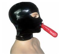 WXLPCGO Latex Hood Masks Rubber Masks with Inner Red Mouth Condom with Back Zipper for Catsuit Party Club Cosplay(Size:XL-70CM)
