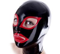 WXLPCGO Latex Hood Open Eyes Mouth Full Face Mask Rubber Mask Back Zipper for Halloween Party Unisex Fetish(Size:XL-70CM)