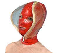 WXLPCGO Latex Hood with Front Zipper All Inclusive Latex Head Mask Open Eyes Mouth for Cosplay Riding Mask(Size:XL-70CM)