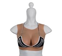 WXLPCGO Round Collar Silicone Breast Forms Breastplate Silk Cotton Filled B-E Cup Silicone Fake Boobs for Transgender Crossdressers(Size:E Cup,Color:Color 3)