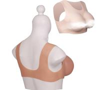 WXLPCGO Silicone Breastplate Realistic Round Collar B-G Cup Fake Breast Hollow Back for Crossdressers Transgender Mastectomy Drag Queen(Size:D Cup,Color:Color 3)