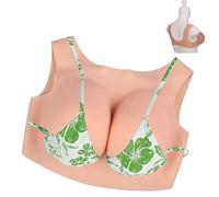 WXLPCGO Silicone Breastplate Round Collar Fake Boobs with Hollow Back B-G Cup for Crossdressers Drag Queen Mastectomy Transgender(Size:G Cup,Color:Color 2)
