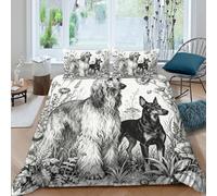WXLWHR Afghan Hound Black Dog Duvet Cover Set 3D Flowers Print Bedding Set Soft Polyester Comforter Cover with Zipper & Pillow Cases for Kids Adults King(220x240cm)