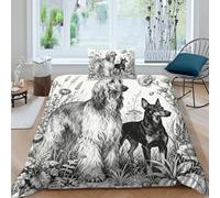 WXLWHR Afghan Hound Black Dog Duvet Cover Set 3D Flowers Print Bedding Set Soft Polyester Comforter Cover with Zipper & Pillow Cases for Kids Teens Adults Single(135x200cm)