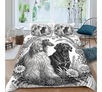 WXLWHR Afghan Hound Duvet Cover Set 3D Black German Shepherd Design Bedding Sets Ultra Soft Microfiber Quilt Cover with Zipper & Pillowcase For Boys/Girls Kids Double(200x200cm)
