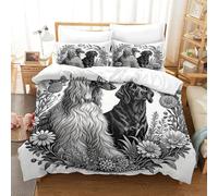WXLWHR Afghan Hound Duvet Cover Set 3D Black German Shepherd Print Bedding Set Soft Polyester Comforter Cover with Zipper & Pillow Cases For Teenage Boys Super King(260x220cm)