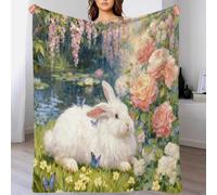 WXLWHR Angora Rabbit Fleece Throw Blanket for Couch Sofa Bed All Season Flower And Grass Bush Print Blanket Fluffy Soft Warm Flannel Creative Gift for Wedding Anniversary 40x50inch(100x130cm)
