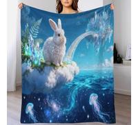 WXLWHR Angora Rabbit Fleece Throw Blanket for Couch Sofa Bed All Season Island Print Blanket Fluffy Soft Warm Flannel Gifts for Kids Teens Adults 70x80inch(180x200cm)