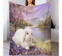 WXLWHR Angora Rabbit Fleece Throw Blanket for Couch Sofa Bed All Season Purple Flower Bush Print Blanket Fluffy Soft Warm Flannel Gifts for Women Girls Birthday 80x90inch(200x230cm)