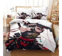 WXLWHR Anime Girl Duvet Cover Set Soft Polyester 3 Piece 3D Printed Bedding Sets Japanese Samurai Comforter Cover with Pillow Cases for Kids Teens Adults Single（140x200cm）