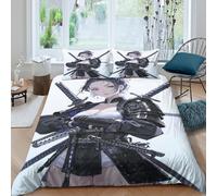 WXLWHR Anime Girl Duvet Cover Set Soft Polyester 3 Piece 3D Printed Bedding Sets Japanese Samurai Quilt Covers with Pillowcase For Boys/Girls Kids Double（200x200cm）